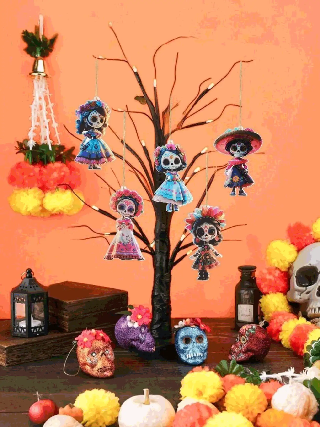 Acrylic Skull Pendant, Suitable For Day Of The Dead, Halloween, Carnival, Christmas Party Decorations, Home And Window Decorations, Office Decorations, Classroom Decorations, With Gold Wire, Suitable For Homes And Schools For Halloween. - One Size - View 2