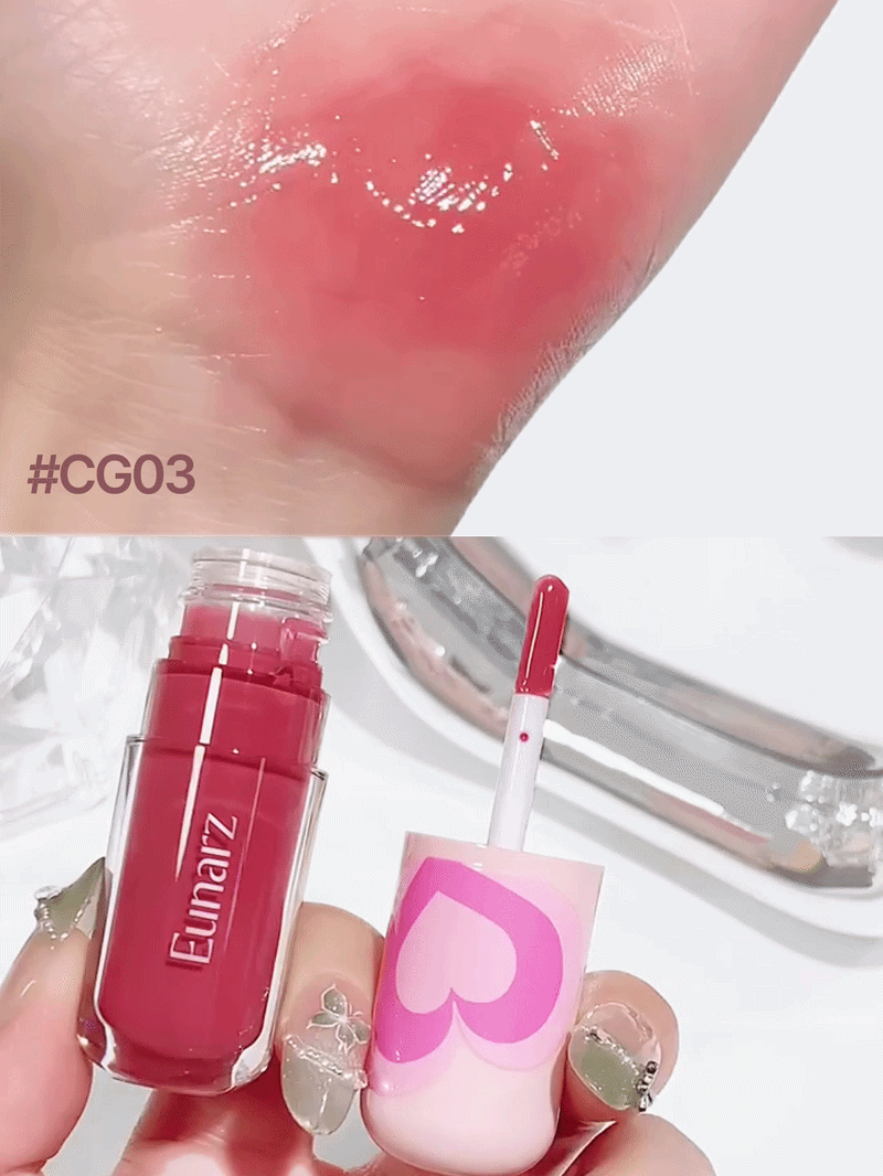 Eunarz Glitter Lip Gloss Tinted Lip Oil Lip Balm Pelembap Bibir Berkilau Perawatan Bibir Tidak Lengket Melembapkan Cocok Untuk Bibir Kering - #CG03 Mawar Mauve - View 2