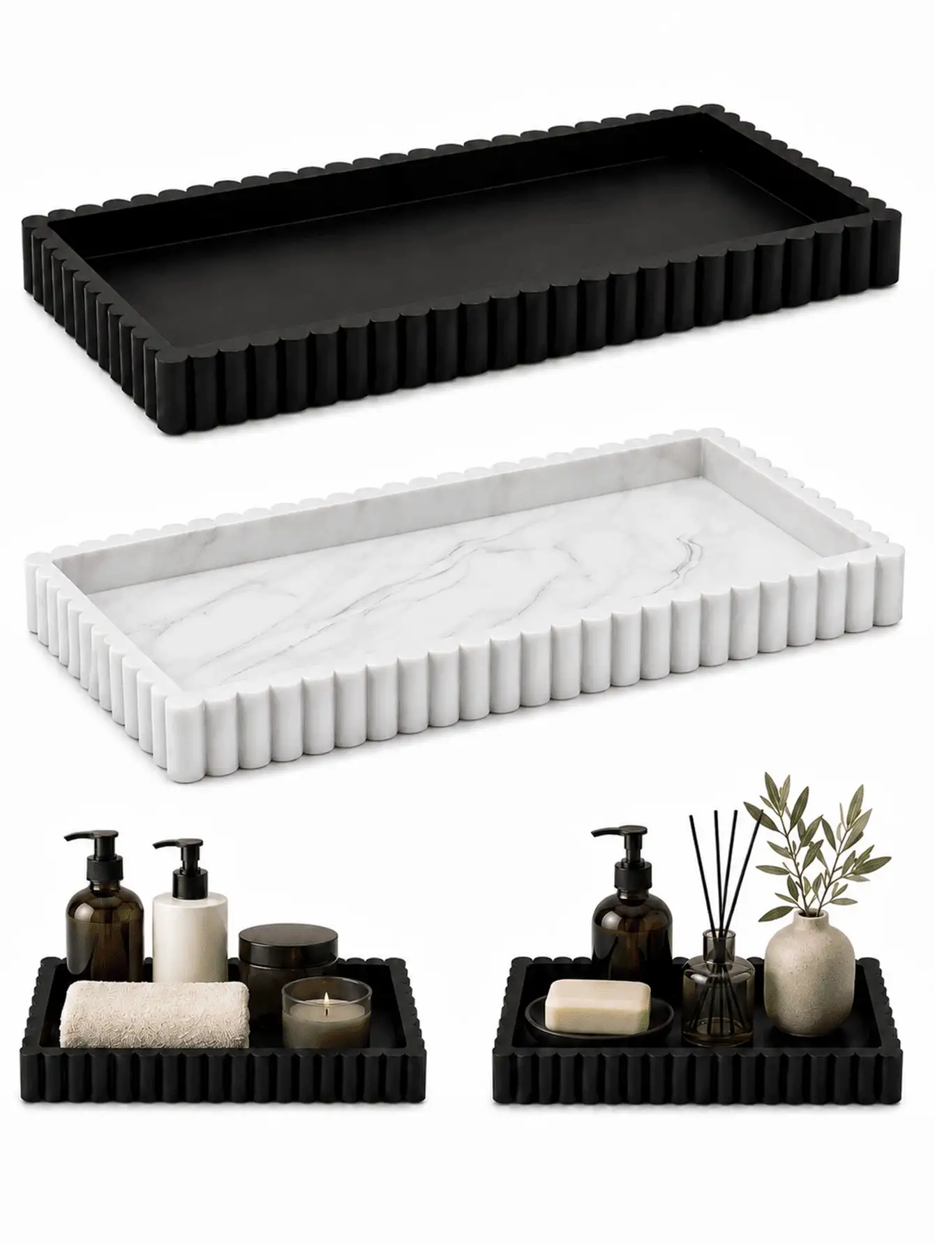 Silicone Decorative Tray-Suitable For Bathroom Countertops (Perfume Storage), Vanity Organization, And Coffee Tables (Candle Display); Non-Slip And Durable-A Home Essential. - Multicolor - View 3