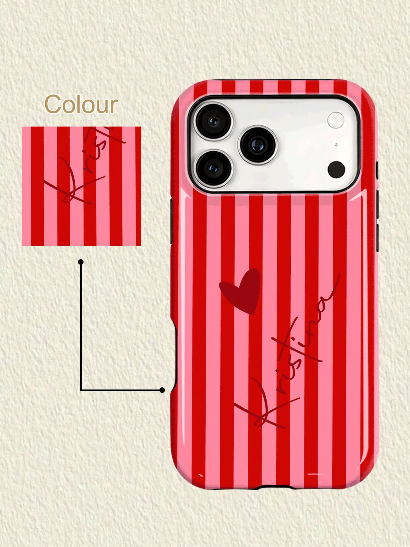 1pc Customized Minimalist Fresh Solid Color Name Letter Color Phone Case, 2-In-1 Glossy Film Full Coverage Hard Shell Protective Cover Compatible With Iphone 11/12/13/14/15/16/17 Pro Max - Multicolor - View 2