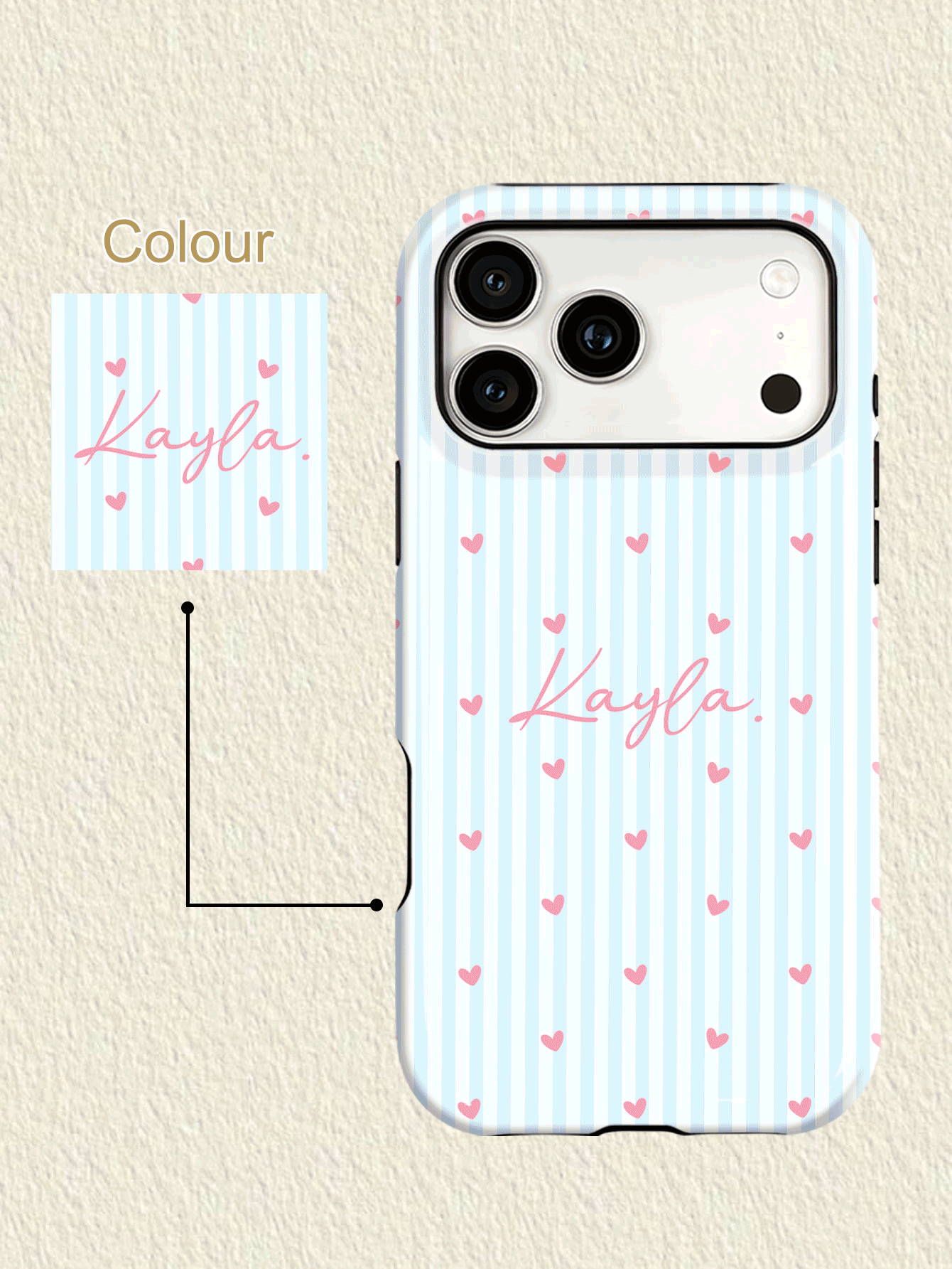 1pc Customized Minimalist Heart Name Slogan Phone Case, 2-In-1 Glossy Film Full Coverage Hard Shell Protective Cover Compatible With Iphone 11/12/13/14/15/16/17 Pro Max - Multicolor - View 2