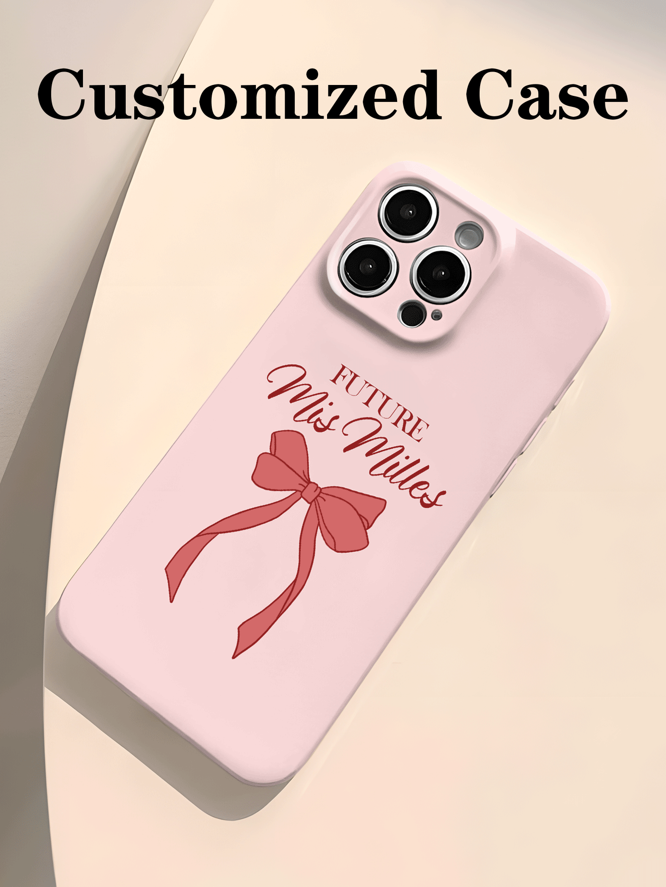 1pc Customized Personalized "Future Mrs." Phone Case With Bow Element And Personalized Signature Blessing - Customized Bride Name Protective Cover, Elegant Bride Party Wedding Design, Fashionable Phone Case Customization Compatible With Iphone, Suitable For Engagement And Wedding Events, Perfect Gift For Bride, Bachelorette Party, Anniversary, Holidays And Special Occasions - Multicolor - View 2
