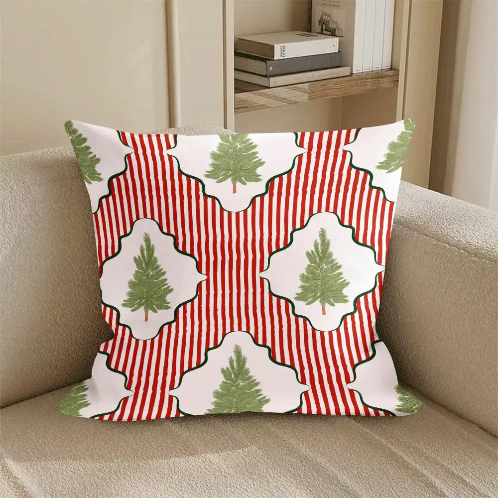 4 Pcs Christmas Pattern Throw Pillow Covers, Modern Style Polyester Flat-Printed Multi-Size Home Decor Sofa Cushions And Pillow Covers - Multicolor - View 7