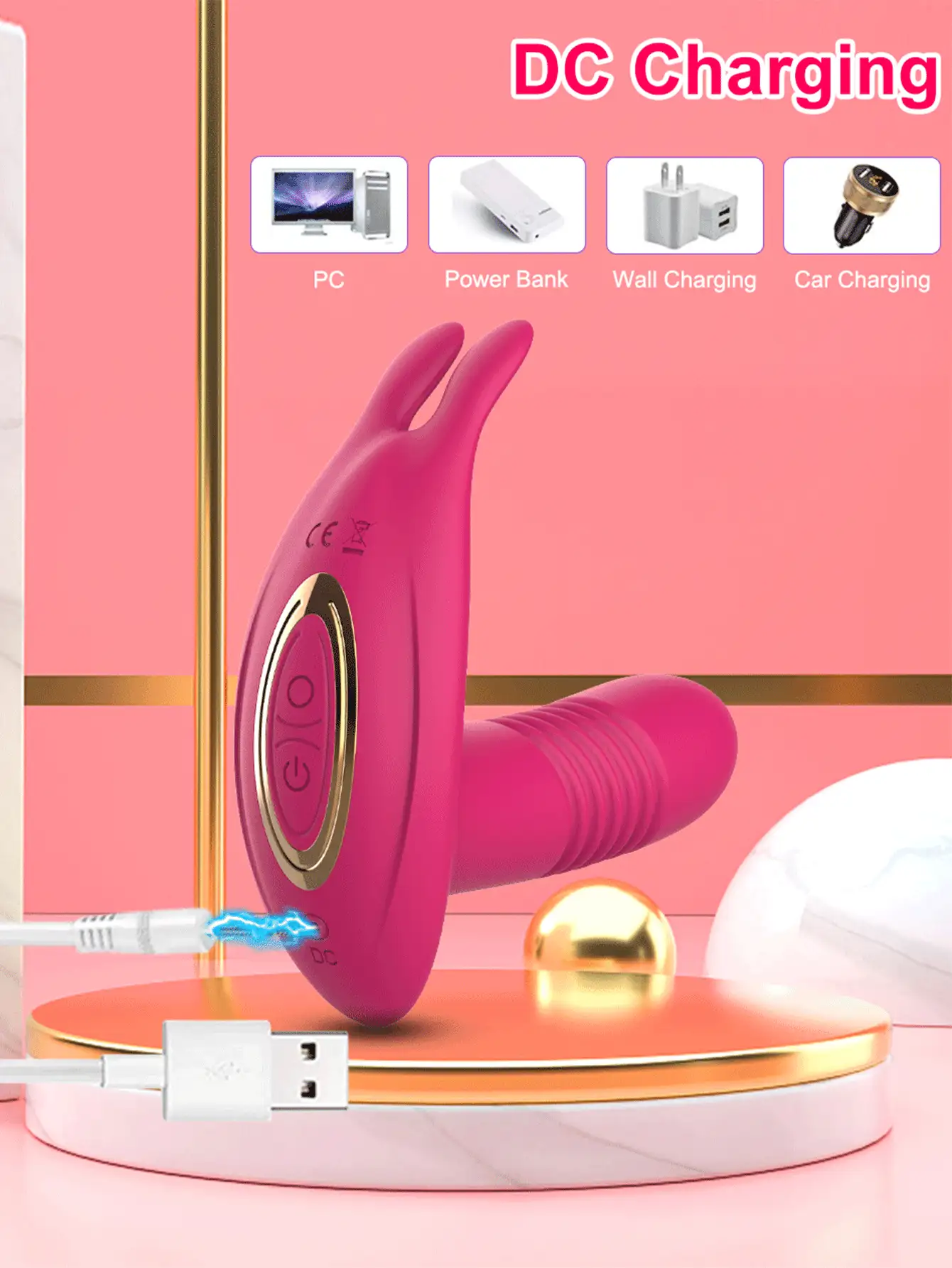 Wearable Vibrator With Remote Control Rabbit Vibrators Telescopic Rotating Vibrating Sex Toys For Woman - one-size - View 5