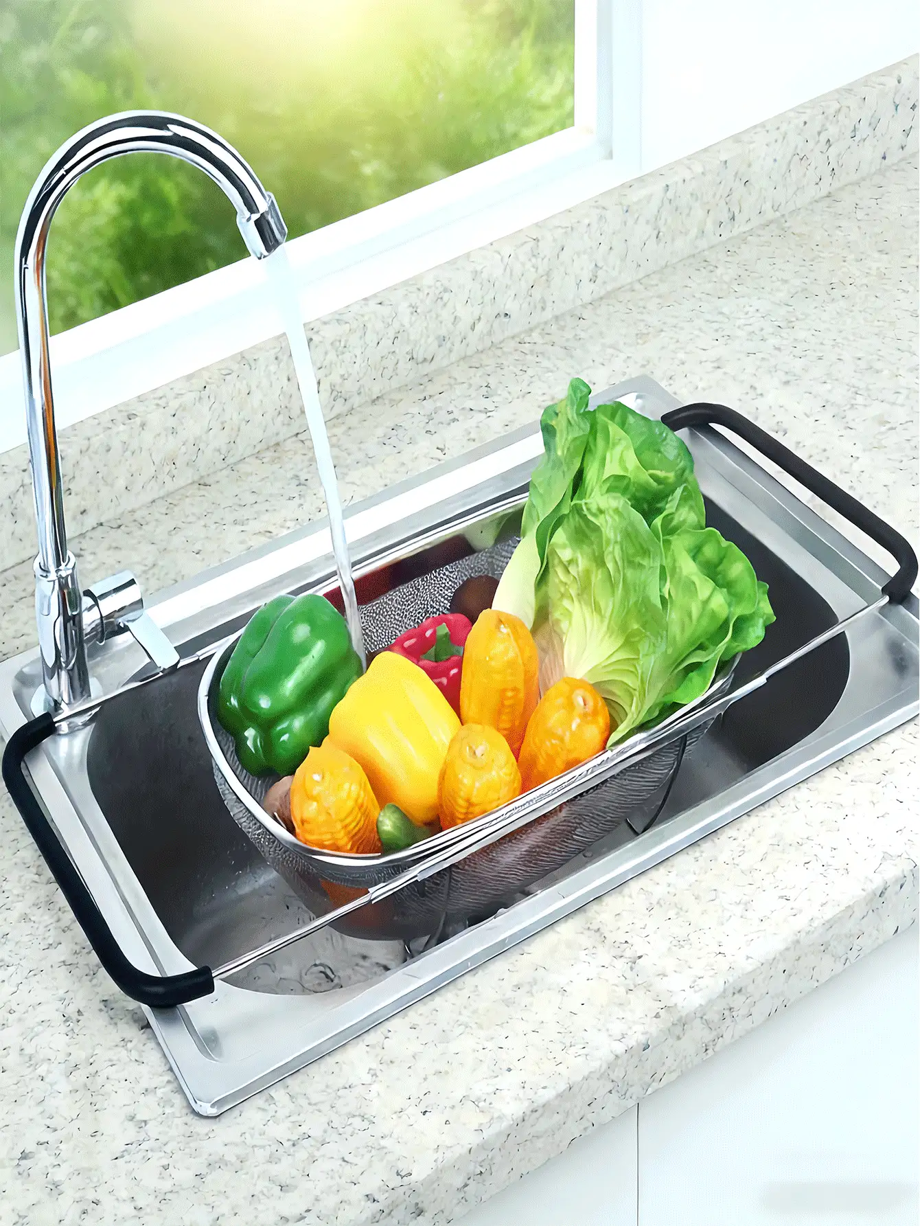 Expandable Stainless Steel Fine Mesh Sink Strainer Basket, Colander/Drainer Basket, Sink Vegetable Strainer, Vegetable Filter Basket, Halloween Gift, Home Kitchen Essential, Kitchen Decor, Room Decor - Multicolor - View 3