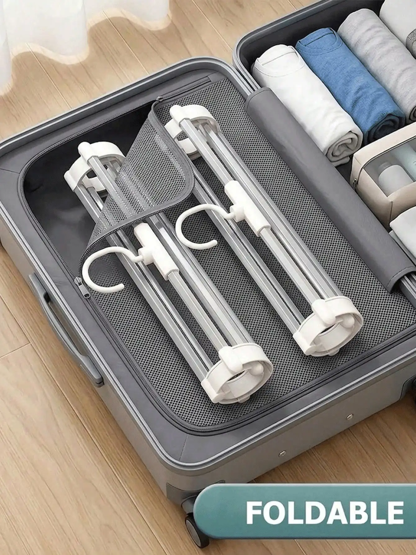 Multi-Layer Pants Rack Space-Saving Foldable Pants Hanger Pants Storage Organizer Suitable For Jeans, Leggings And Casual Pants Room Bathroom Home Decor Storage Organizer Kitchen Essentials Travel Essentials Closet Storage Organizer - Multicolor - View 3