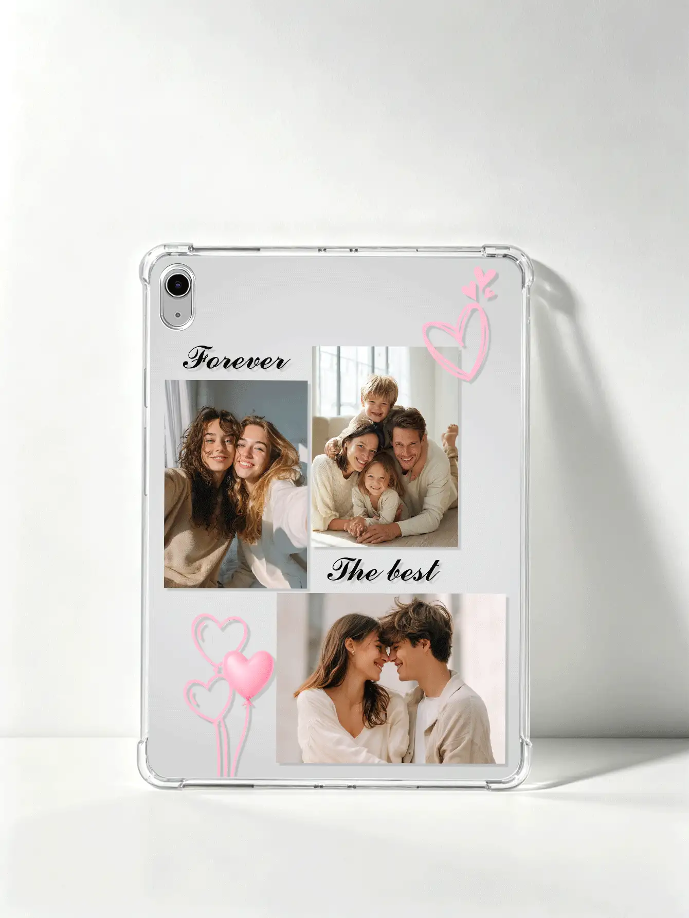 1pc Customizable Family Photo Kids Pet Couple Photo Four-Corner Airbag Shockproof Protective Tablet Case For IPad Pro 13, Air 13, Best Mother's Day Gift - Clear - View 2