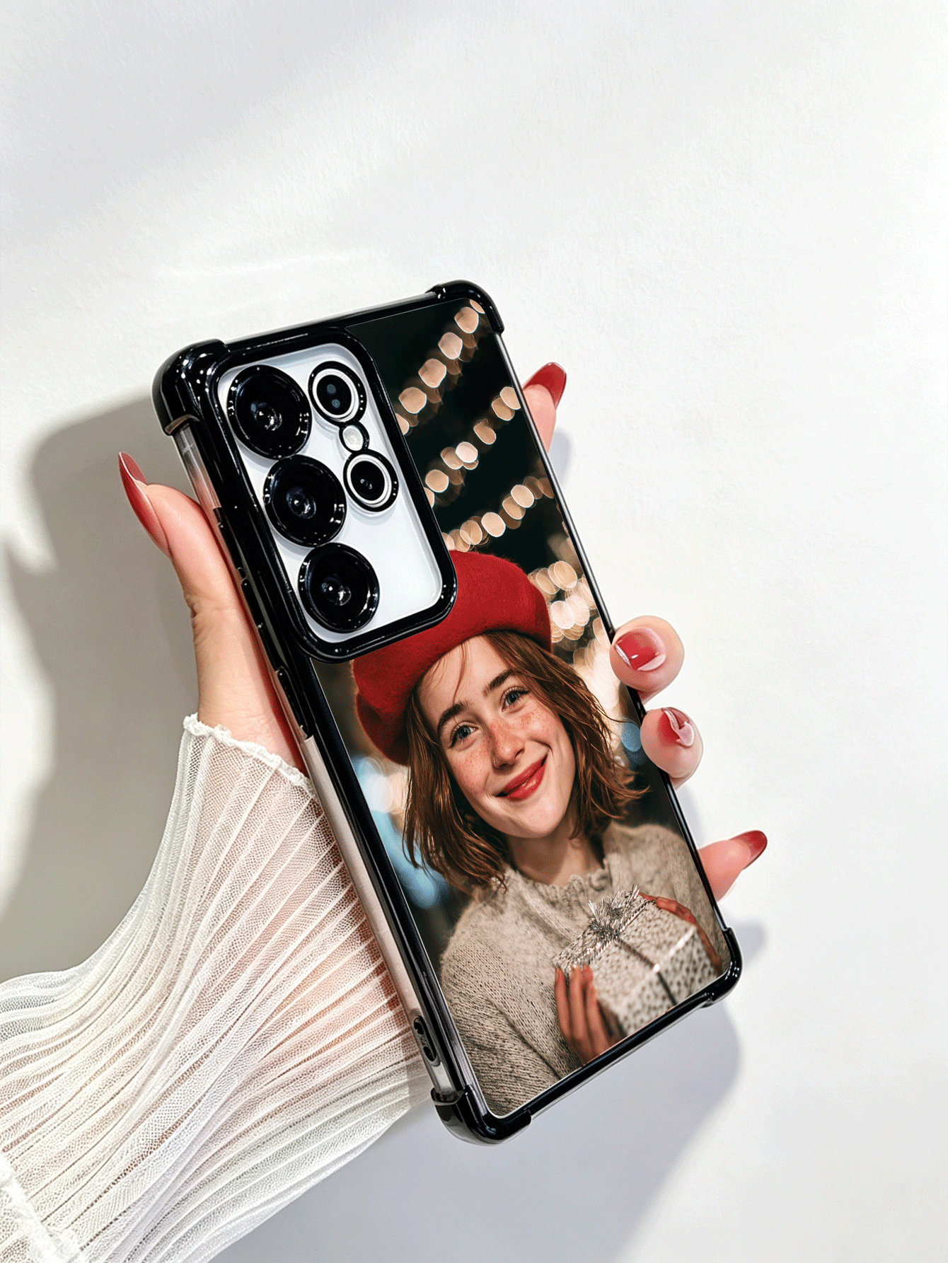 1pc Thanksgiving Family/Children/Couple/Pet Personalized Photo Black Shockproof Phone Case Compatible With IPhone 18 Pro Max 17 Pro Max Air 16 Pro S26/S26 Ultra/S26/S24 Ultra/S25 Phone Case/A55/A35/A6/A16 And Other Android Phone Models Christmas - Black - View 2