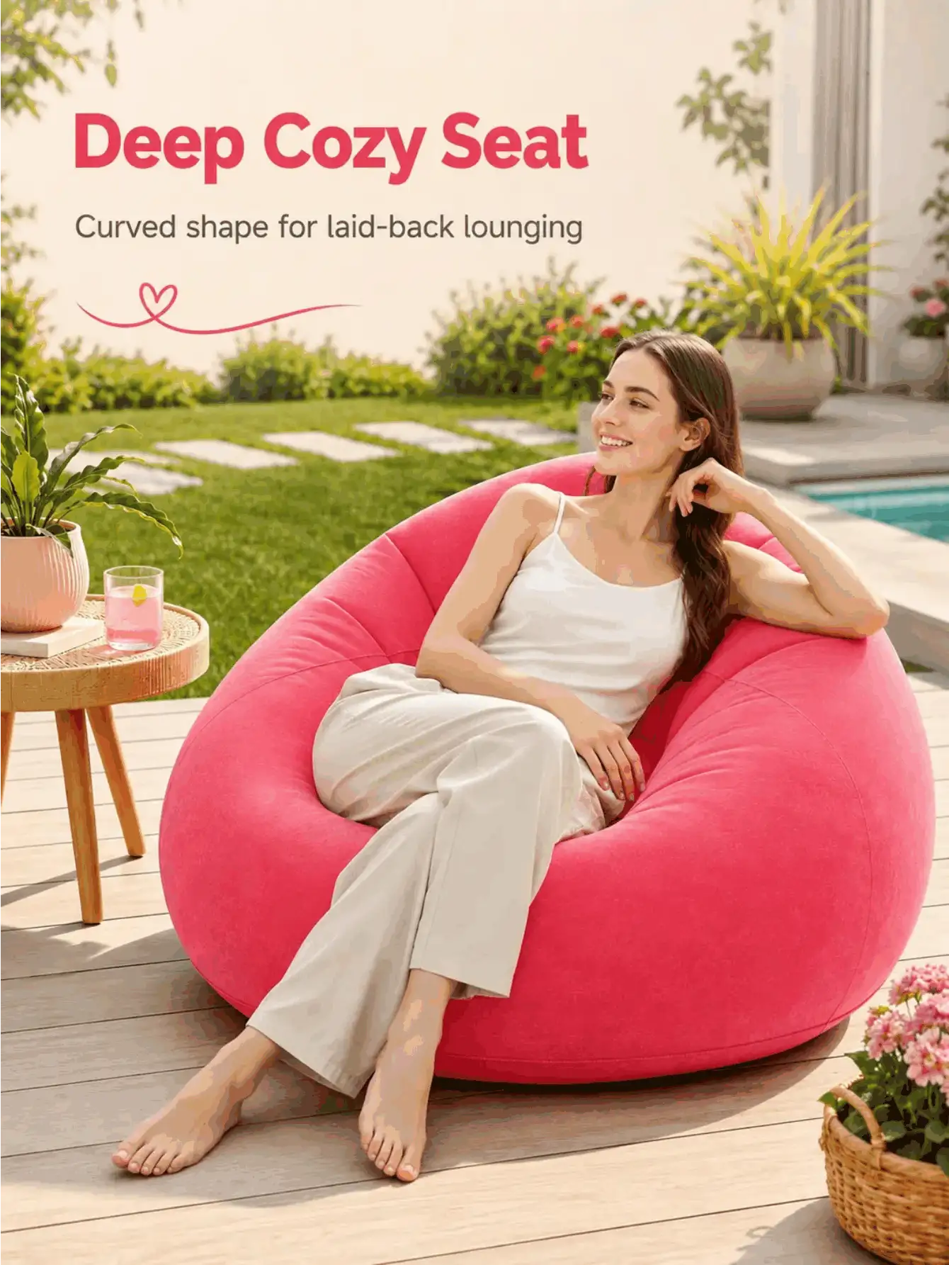 Outdoor Garden Bean Bag Chair, Inflatable Leisure Sofa (Requires Inflation, Air Pump Not Included), Comfortable Leisure Seat, Suitable For Patio, Backyard, Lawn, Camping And Poolside Use, Bean Bag Chair, Hiking Essential, Sofa, Bean Bag, Camping Chair - Multicolor - View 3