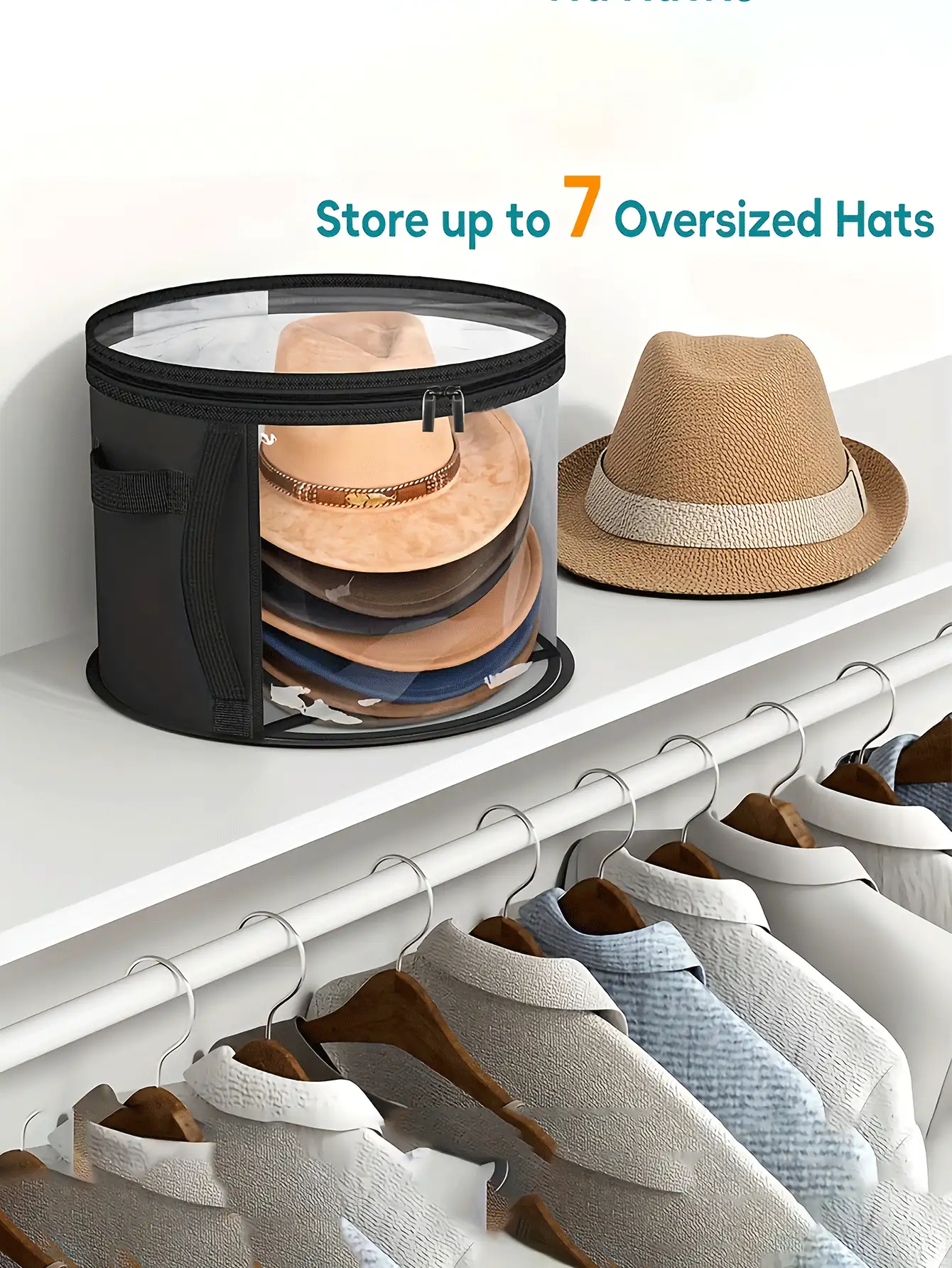 Extra Large Hat Storage Box Bag With Inner Bag, 2 Colors Available, Reinforced Handle And Accessory Box, Lightweight Transparent Window Double Zipper Closure Plastic Storage Box, Back To School Hat Storage - Multicolor - View 2