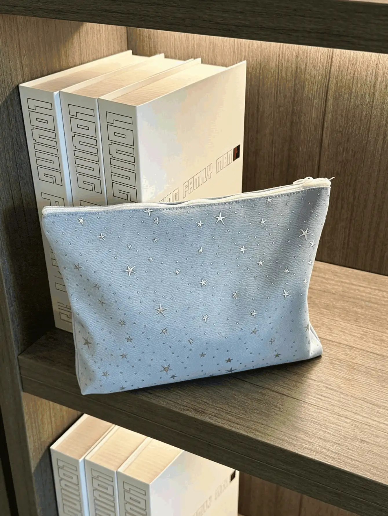 1pc/3pcsBlue, Black, White Star Printed Makeup Bag, Storage Pouch, Toiletry Bag, Suitable For Daily Grooming, Trips, Use In Spring, Summer, Autumn And Winter - Multicolor - View 2
