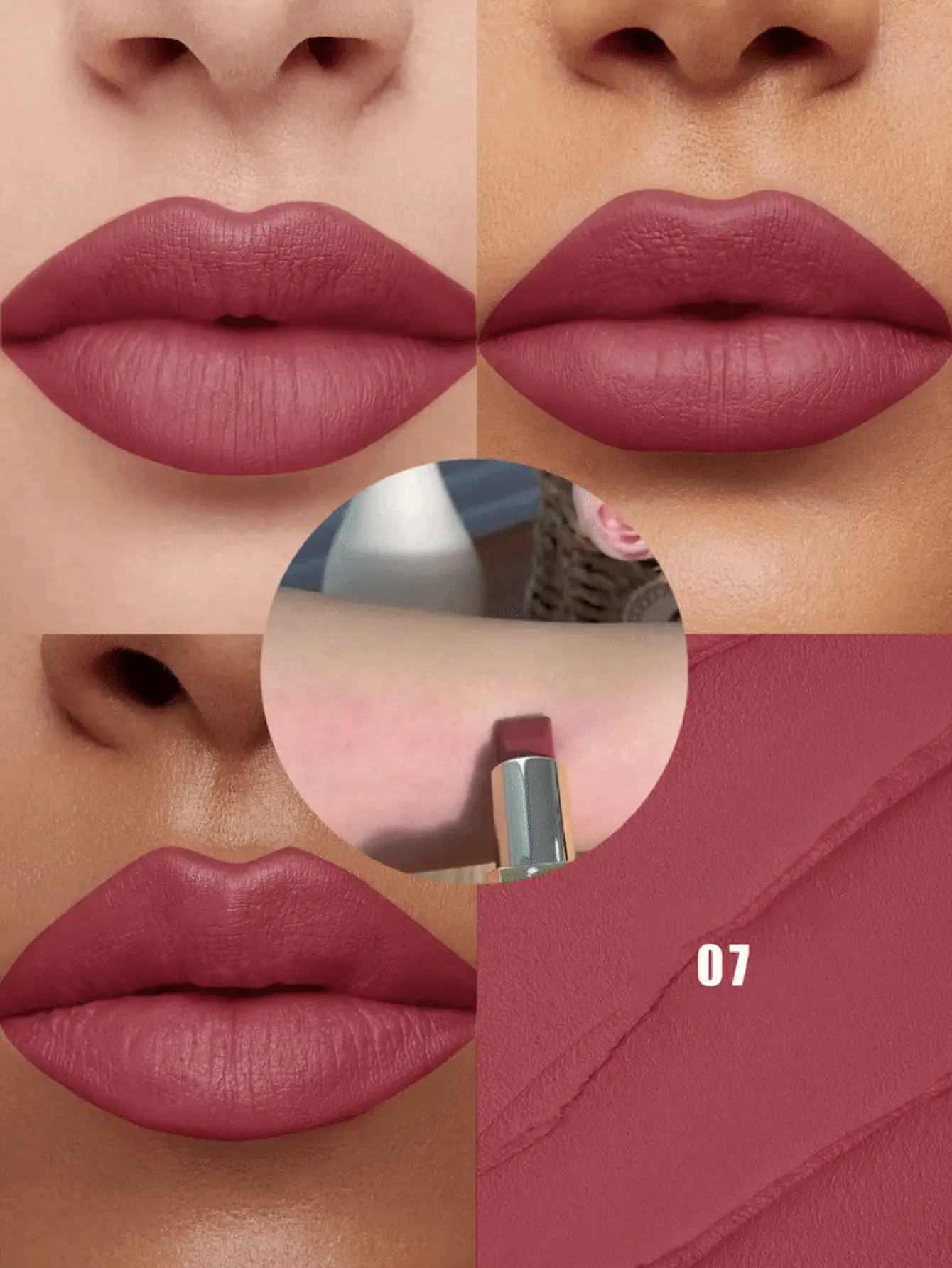 Pudaier 1 buah Lipstik Pink Nude Tahan Air dan Tidak Pudar, Cocok untuk Semua Warna Kulit, Hadiah Hari Valentine yang Sempurna untuknya - 07 - View 2