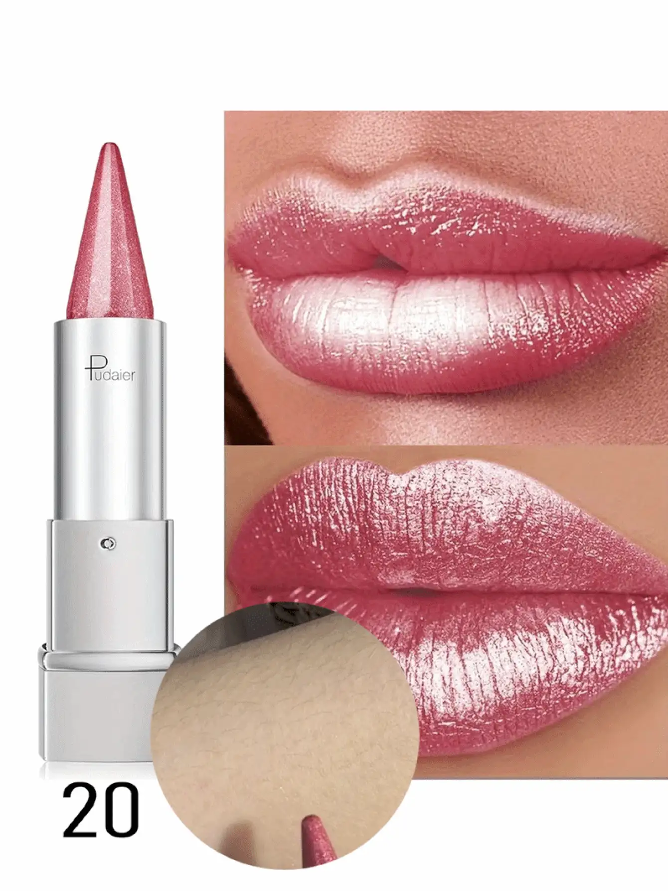 Pudaier Waterproof & Non-Stick Velvet Pearl Lipstick, Moisturizing & Smooth Texture Suitable For All Skin Tones, Valentine's Day Gift - 20 - View 2
