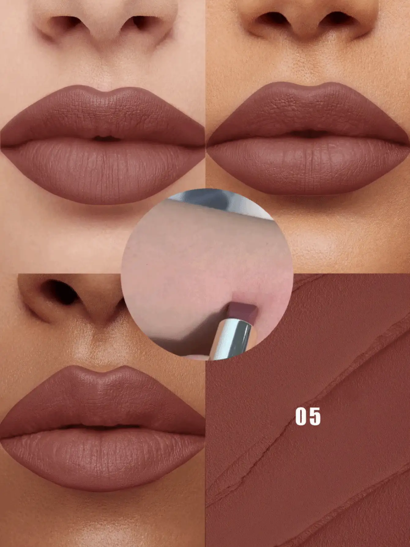 Pudaier 1pc Matte Velvet Lipstick, Smooth Application, Rich Color, Buildable Coverage, Suitable For All Skin Tones, Perfect Valentine's Day Gift For Her - 05 - View 3