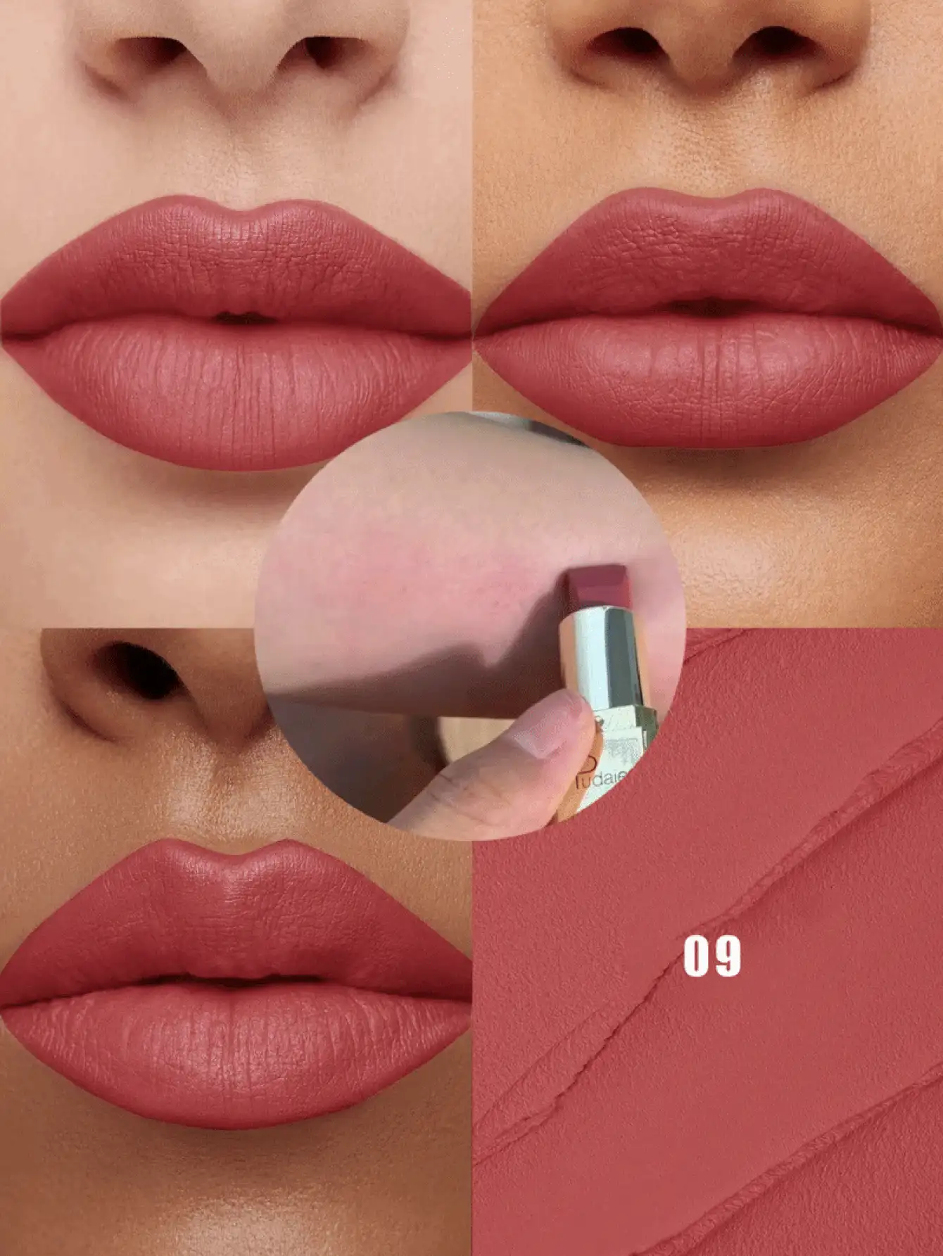 Pudaier 1 buah Lipstik Matte Velvet, Aplikasi Halus, Warna Pekat, Dapat Dibangun Tingkat Kecukupannya, Cocok untuk Semua Warna Kulit, Hadiah Hari Valentine yang Sempurna untuknya - 09 - View 3