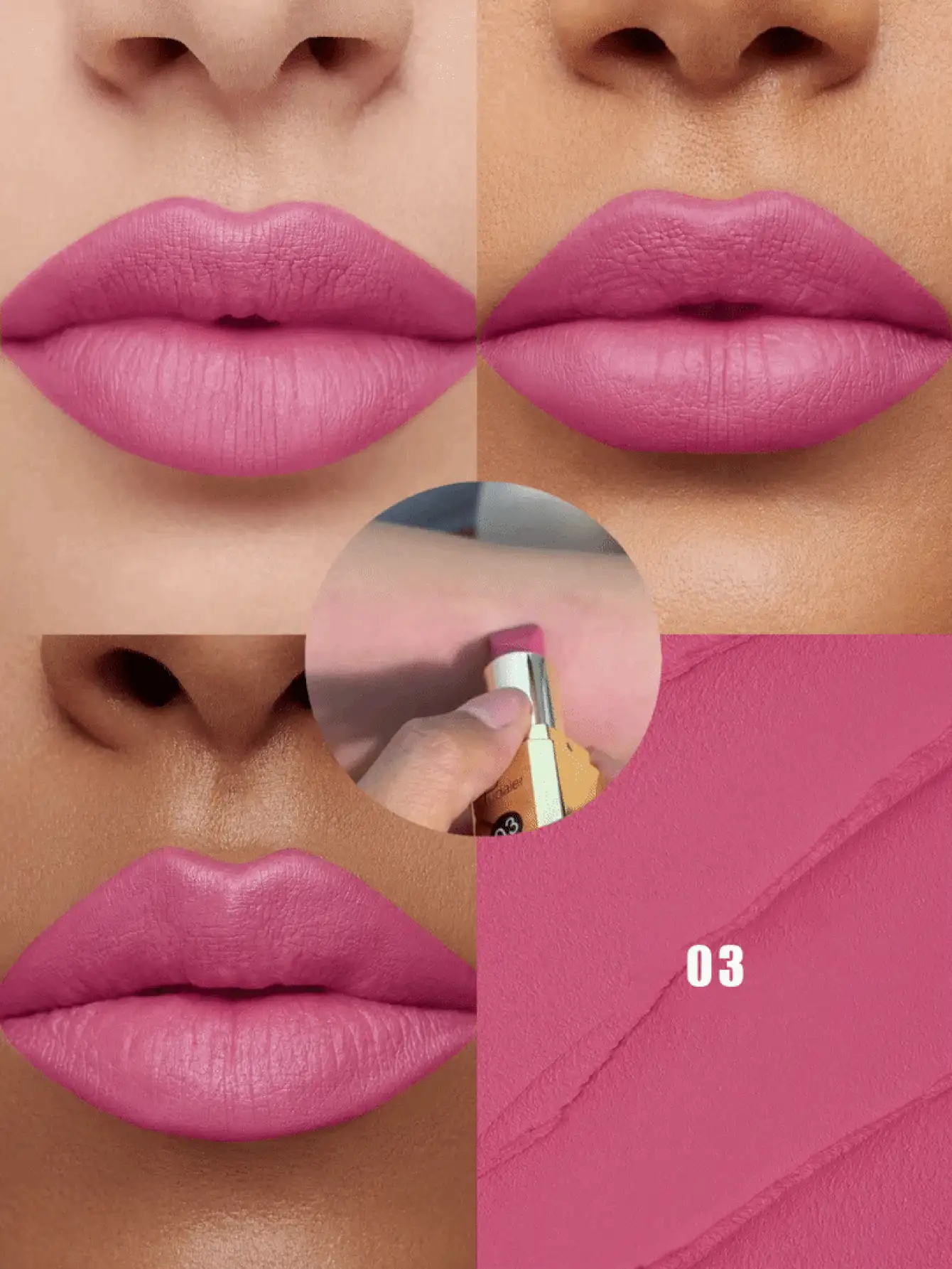 Pudaier 1pc Matte Velvet Lipstick, Smooth Application, Rich Color, Buildable Coverage, Suitable For All Skin Tones, Perfect Valentine's Day Gift For Her - 03 - View 3