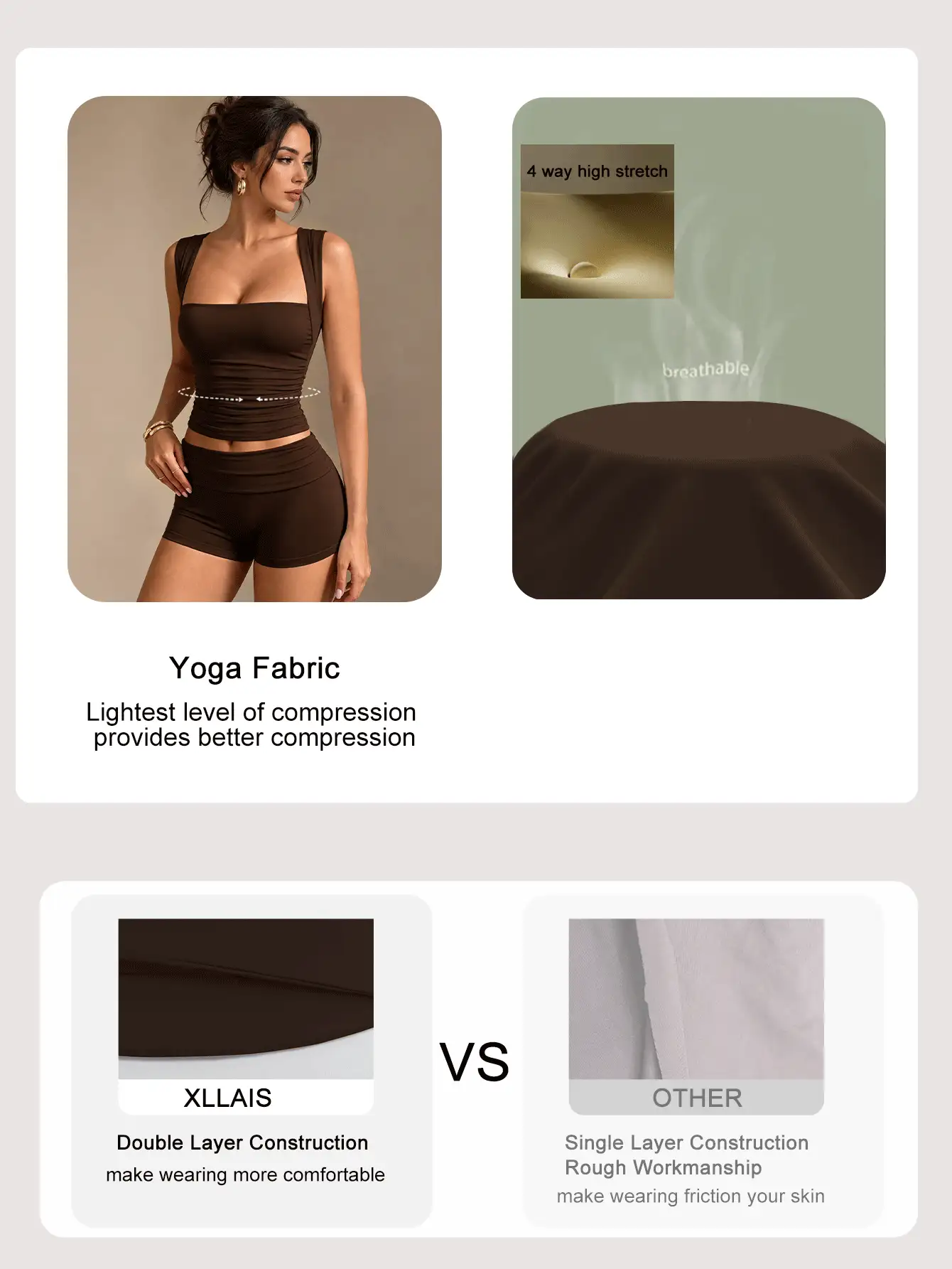XLLAIS Fashionable Lapel White & Brown Casual Vacation Slim Fit Women's Camisole Top, Suitable For All Seasons - Dark Brown - View 9