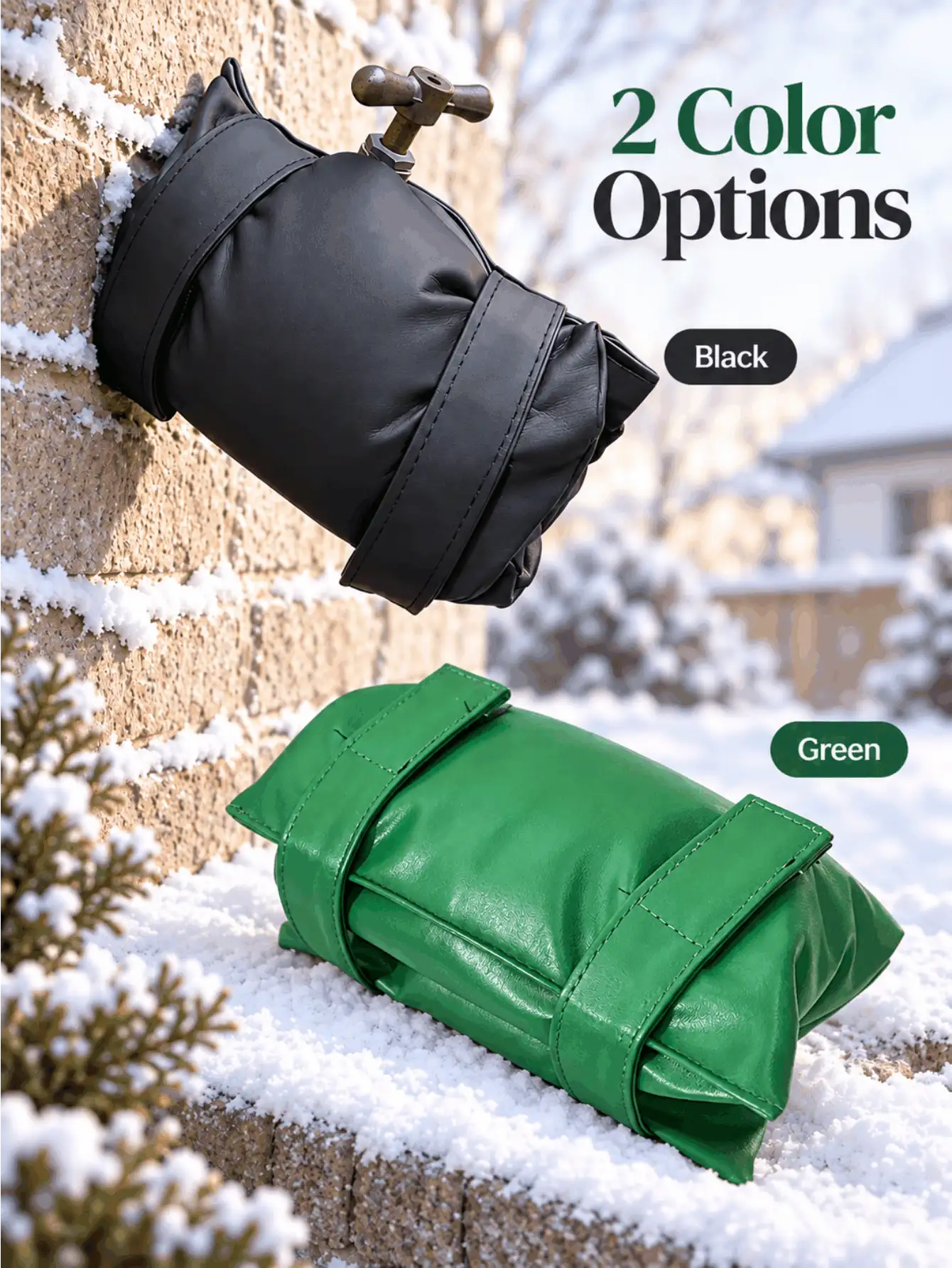 Winter Outdoor Faucet Cover, Reusable Insulated Faucet Protector, PU Leather Shell With Straps, Suitable For Cold Weather In Snow And Rain Seasons, Essential Garden Faucet Accessory For Yard, Patio And Home - Multi-color - View 3