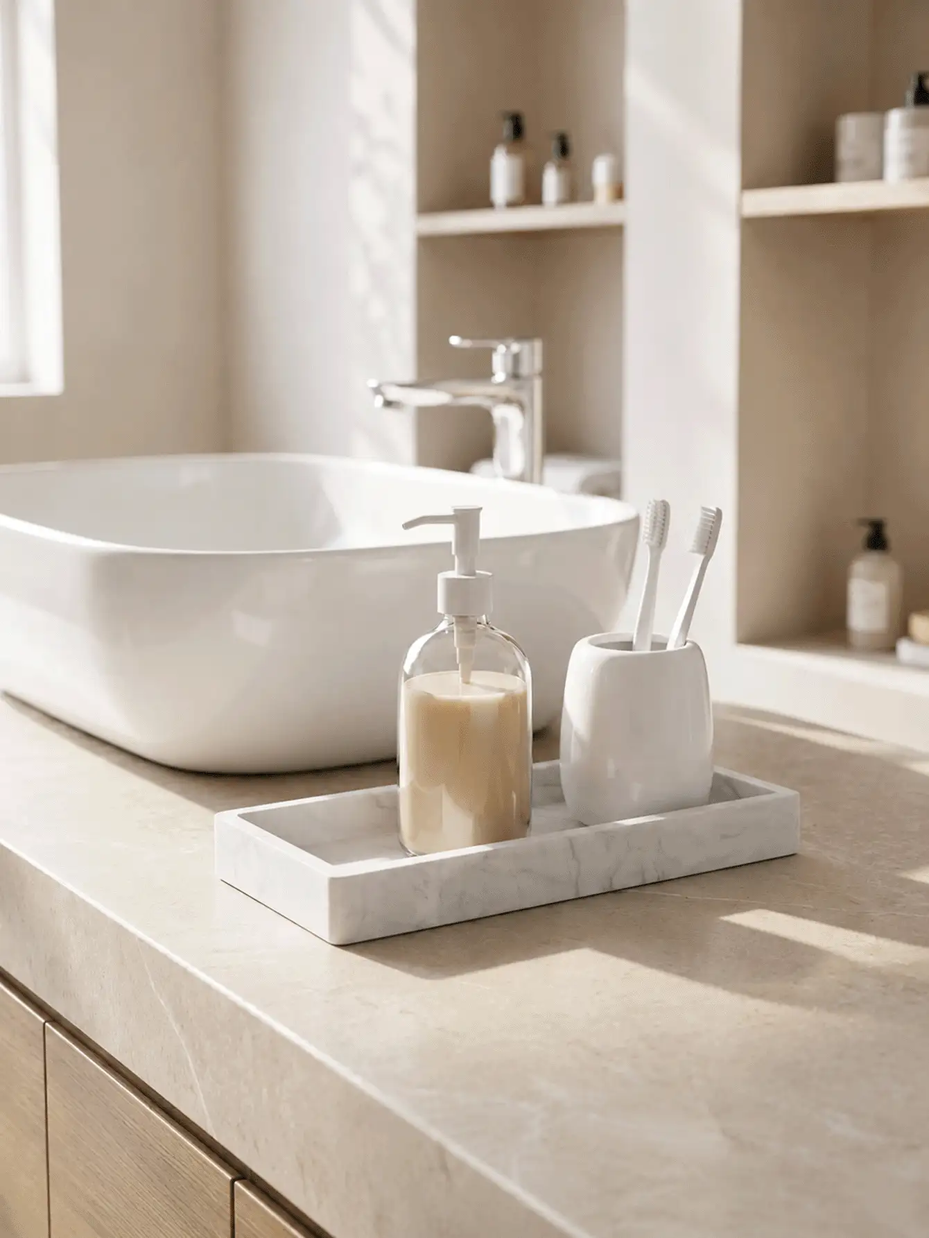 Silicone Storage Tray For Bathroom Vanity Countertops – Non-Slip Rectangular Organizer Tray For Vanities, Kitchens, Bedrooms, And Household Item Storage - Multicolor - View 2