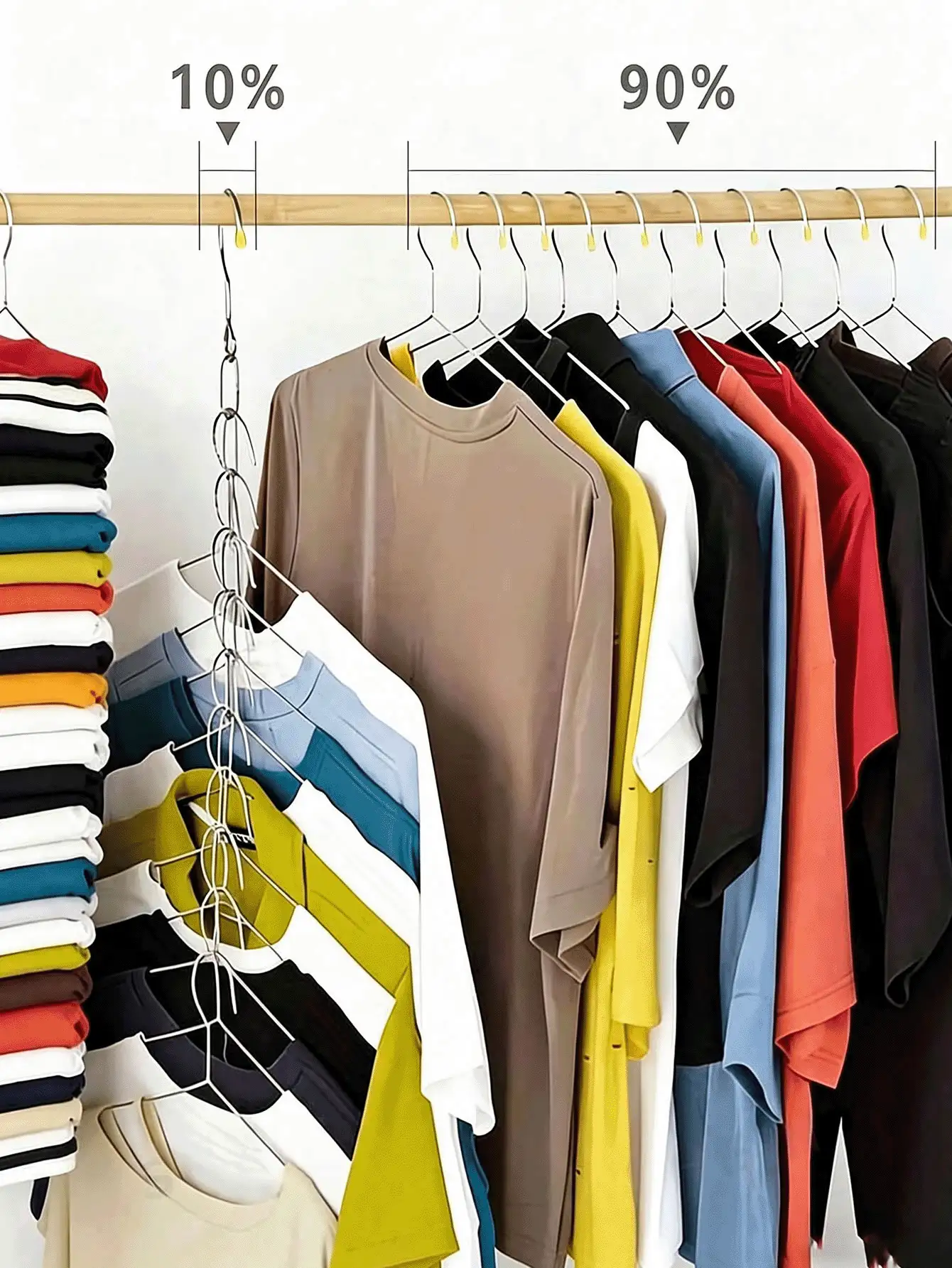 1/3/6pcs Foldable 7-Slot Chain Hook Space-Saving Large Capacity Closet Organizer Portable Wardrobe Storage Rack Ideal For Home And Dorm Clothing Rack Back To School Bedroom Apartment Essentials House Room Decor Accessories Cabinet Storage Organization - Multicolor - View 3