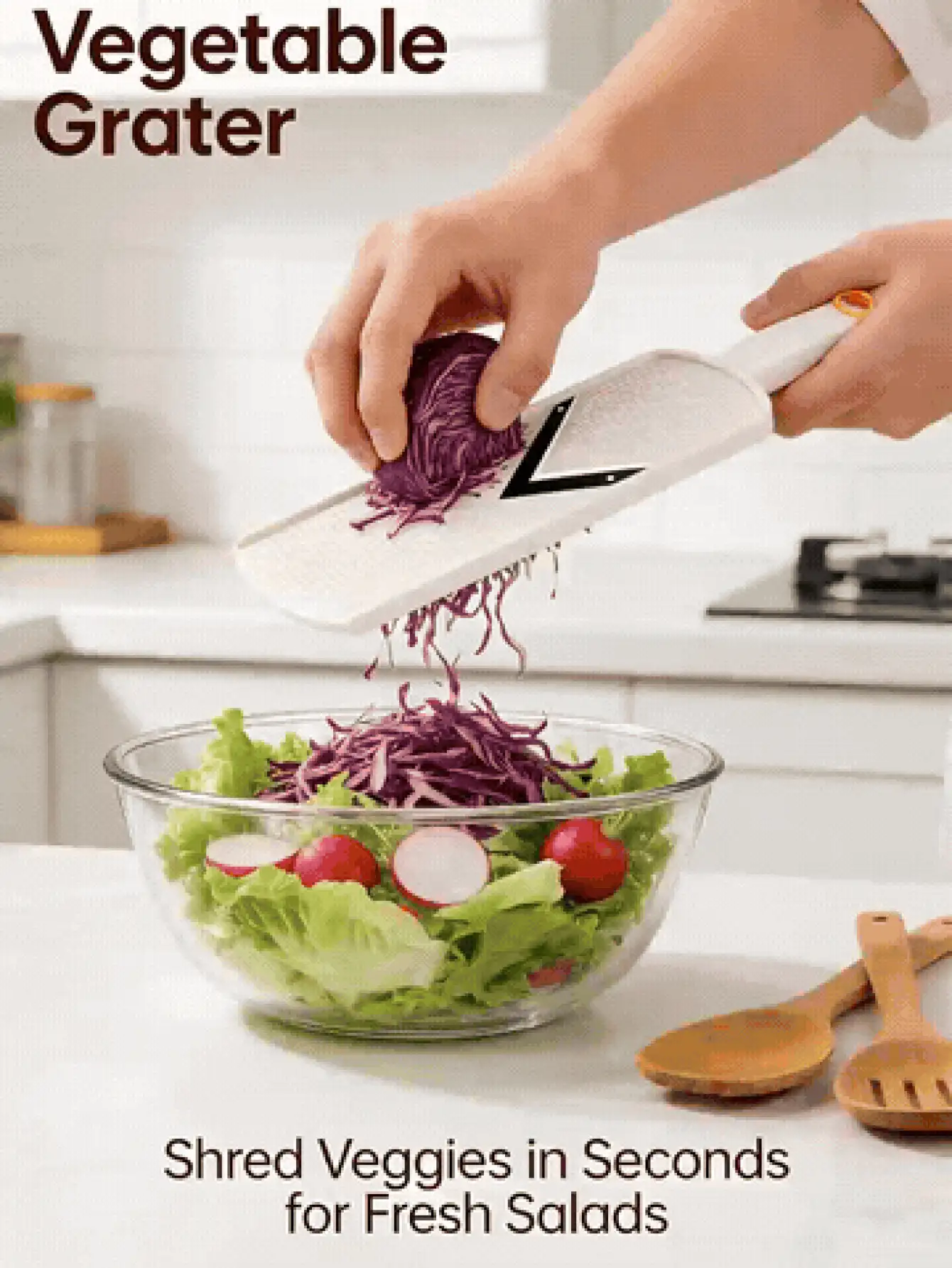 Vegetable Salad Slicer Multi-Function Grater Shredder For Men And Women Portable Kitchen Gadgets For Home Travel Camping Wedding Party Kitchen Essential Accessory Household Items For Cabbage Lettuce Purple Cabbage Cucumber - Multicolor - View 3