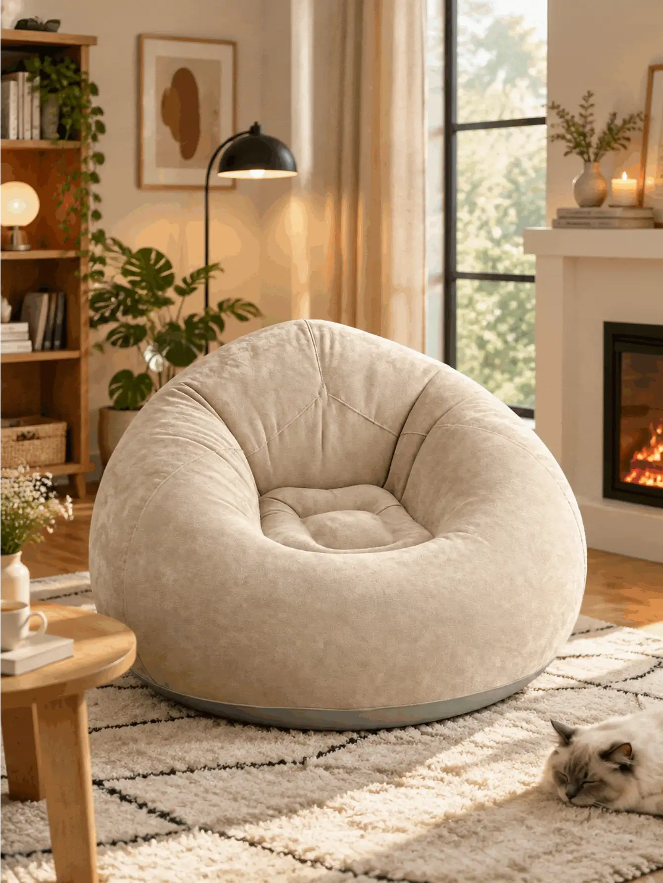 Portable Lightweight Inflatable Sofa, Inflatable Bean Bag Chair, Foldable Comfortable Beach Chair, Outdoor Leisure Sofa Furniture, Garden Decor Outdoor, Holiday Essential, Foldable Inflatable Chair, Suitable For Outdoor Camping, Home Use, Autumn Fashion Item - Multi-color - View 3