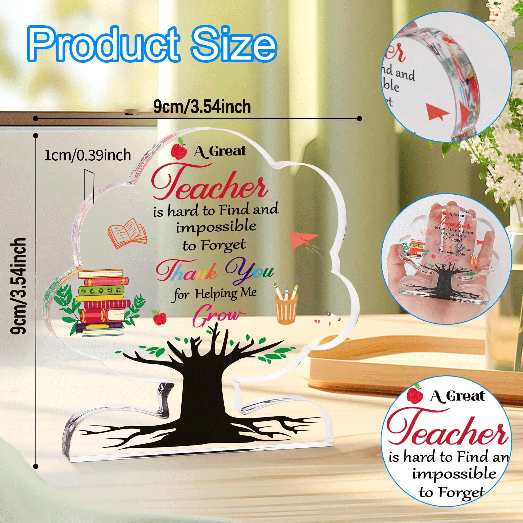 Teacher Appreciation Gift, Teacher Acrylic Plaque Teacher's Day Gift, Graduation Gift, End Of Semester Gift, Retirement Gift, Birthday Gift, Women Men Acrylic Tree-Shaped Plaque - View 3