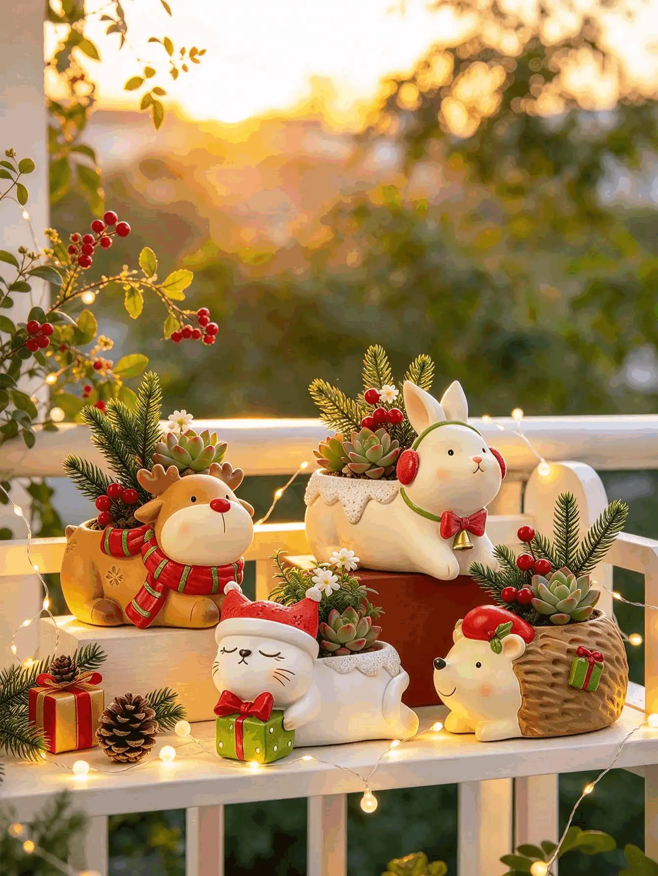 1pc Cute Style, Animal Shaped Planter, Decorative Storage & Plant Container, Mini Flower Pot, For Christmas Holiday Desktop Home Office Tabletop Decor & Xmas Gift Christmas Christmas Decrations Christmas Decrationschristmas Giftshome Decorhome Decor - Multiple Colors and Styles - View 3