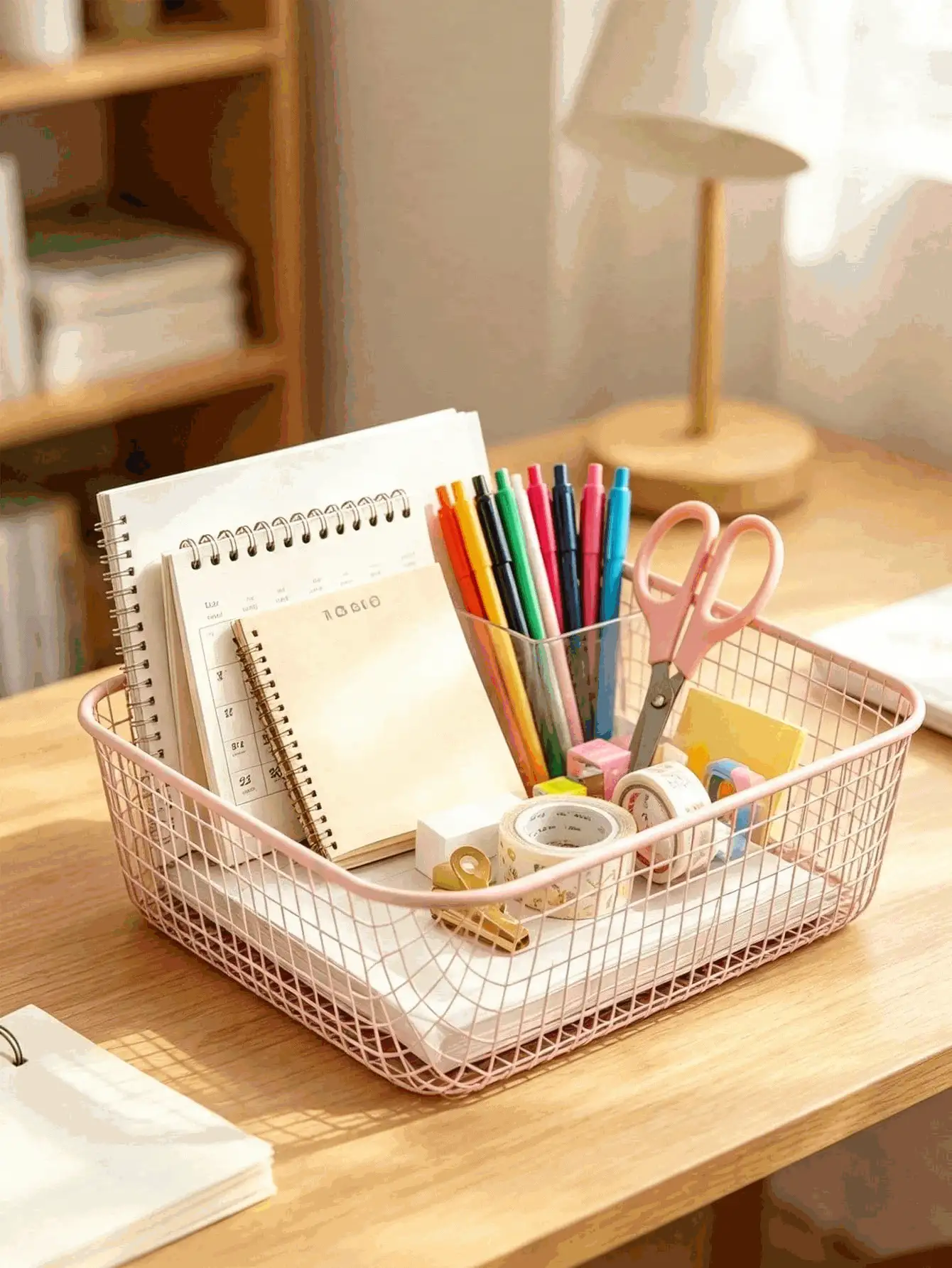 1pc Metal Square Desktop Storage Bucket, Open Iron Art Storage Basket, Used For Office Desk Small Items Organization, Minimalist Style Storage Container, Desktop Small Items Storage Organizer Box, Suitable For Office, Bedroom, Vanity, Daily Use In All Seasons, Gift Choice - Multicolor - View 2