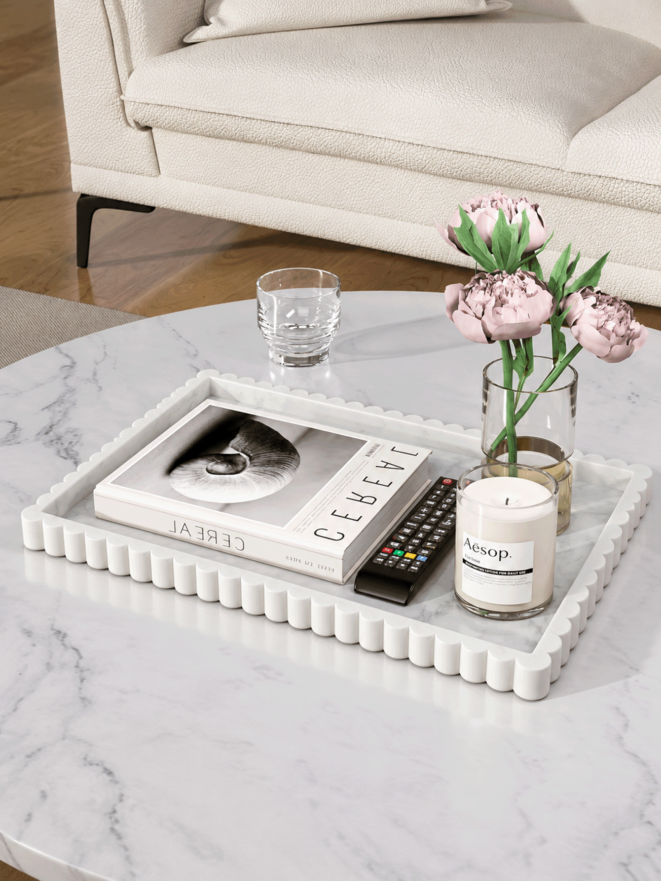 1 Rectangular Silicone Tray – Suitable For Bathroom, Perfume Display, And Coffee Table Decor (9/12-Inch, White Marble Pattern) - Multicolor - View 2