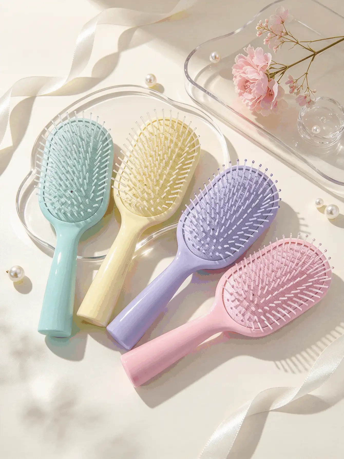 4/1Pc Air Cushion Massage Hair Comb,Multi Color Plastic Hair Comb,Tangle-Free Hair Care, For Daily Use & Trip,Portable Hair Styling Accessory Portable Airbag Massage Comb - Must-Have For Travel Christmas Gift - Multicolor - View 3