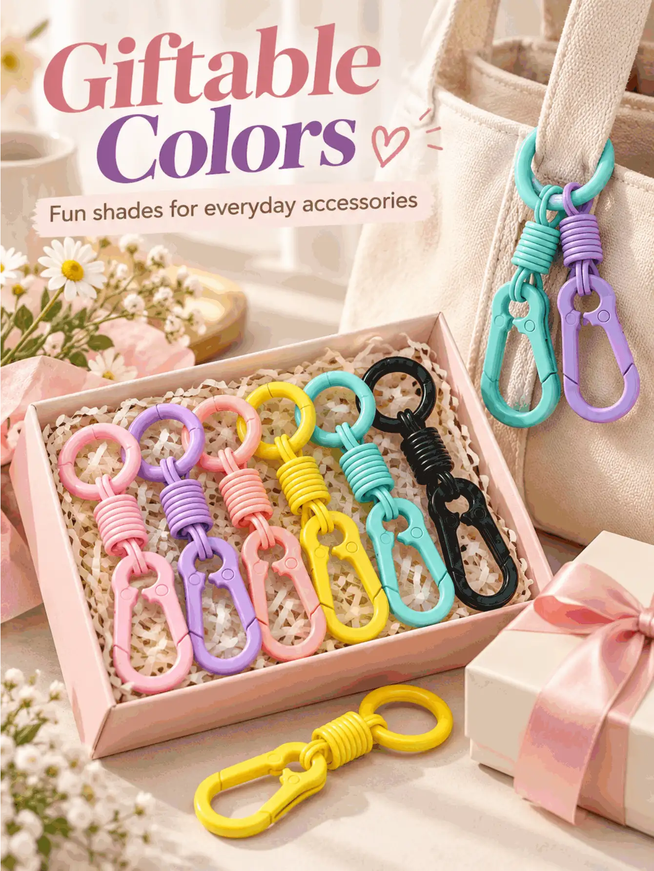 Nti-Theft Zipper Lock Clip For Backpack & Luggage, Colorful Portable Keychain Buckle, Travel Bag Accessory, Holiday Essential & Christmas Gift - Multicolor - View 2