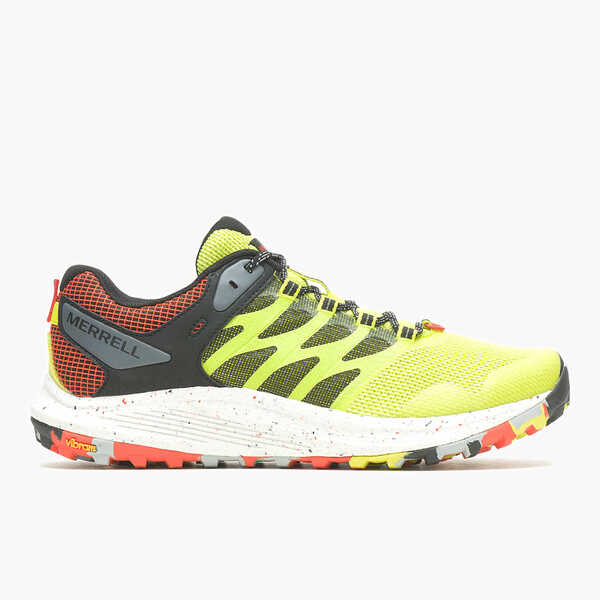 Merrell Nova 3 Men Athletic Trail Running Hiking Shoes Breathable Mesh Eco-Friendly Recycled Cushioned Shock Absorption Vibram Grip Hiviz J067605
