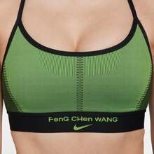 Áo ngực thể thao nữ Nike DV4019-010: Hỗ trợ cao, thoáng khí, thoải mái, độ đàn hồi cao, không gọng, mềm mại, thân thiện với da, nhanh khô, phối màu, thích hợp cho tập gym, yoga, chạy bộ, bơi lội. - Đen/Xanh lá cây rực rỡ - Xem 3