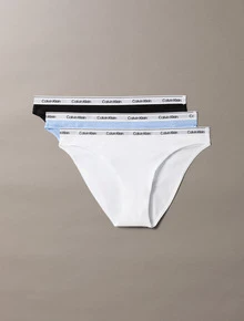 Calvin Klein THONG 3PK BLACK/BEAU BLUE/WHITE - Black/Blue/White - View 1