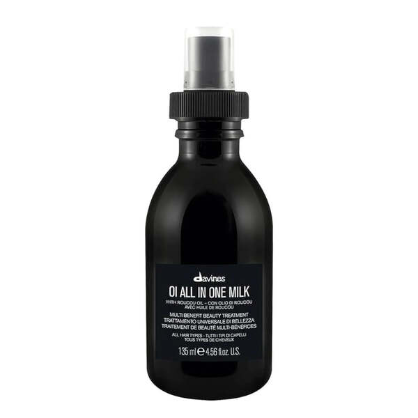 Davines OI All In One Milk 4.56oz/135ml – Multi-Benefit Leave-In Treatment With Roucou Oil, Professional Detangling And Frizz Control, Heat Protection For All Hair Types, Intense Shine And Softness, Premium Salon Quality Results