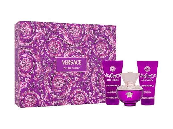 Versace Dylan Purple 3 Pcs Set For Women (EDP 1.7oz+Body Lotion 1.7oz+Shower Gel 1.7oz) 1.7oz/50ml*3 - Girlfriend Wife Mother Friend Boyfriend Husband Father Brother Bedroom Decor Birthday Graduation Party Travel Camping Outdoors School Campus Trip Festivals Anniversary Office Gift