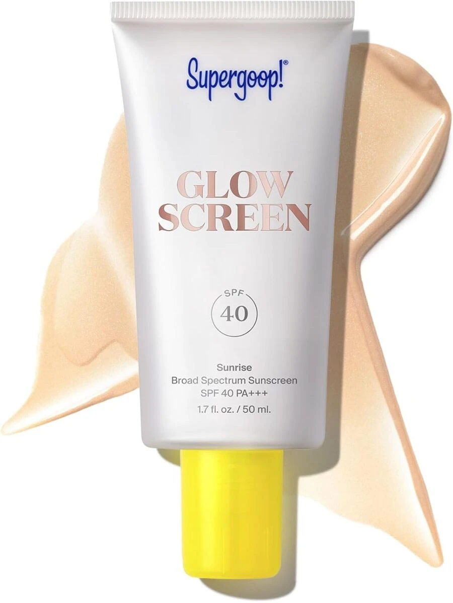 Supergoop Glowscreen SPF 40 日出防晒霜 1.7 盎司/50 毫升 温和提亮 柔和光泽 日常光泽 轻盈配方 理想的日间防护 女朋友 妻子 母亲 朋友 男朋友 丈夫 父亲 兄弟 生日 毕业派对 旅行 露营 户外 学校 校园旅行 节日 周年纪念 秋季 秋季外观 缎面光泽 清爽透亮的肌肤 轻松舒适 - 日出 - 查看 1