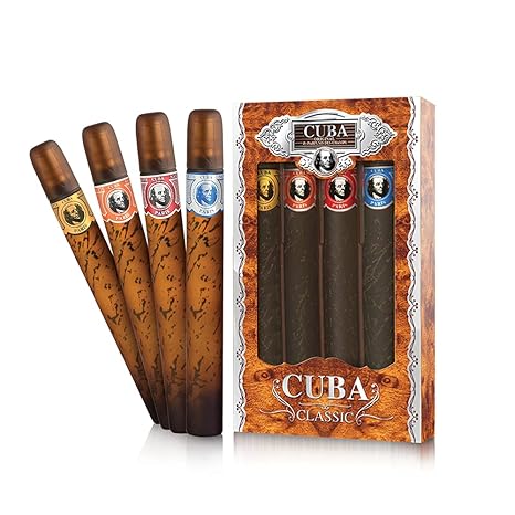 Cuba Juego de 4 puros para hombres (Dorado 35ml + Azul 35ml + Rojo 35ml + Naranja 35ml) 1.17oz/35ml*4
