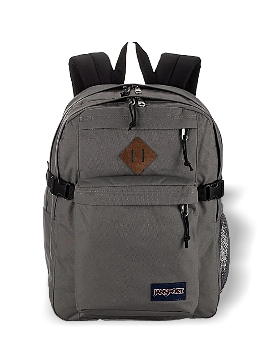 Jansport MAIN CAMPUS 女士背包户外休闲通勤购物上学旅行轻便可调节肩带多个隔层存储便携柔软亲肤易清洁拉链石墨灰 Js0a4qul-GRAPHITE GREY - 灰色 - 查看 1