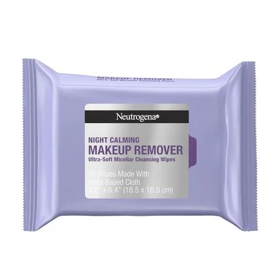 Neutrogena Night Calm Make-Up Remover Wipes Makeup 25 Count Nighttime Facial Towelettes To Remove Sweat, Dirt & Makeup, Leaves Skin Feeling Calm, Alcohol-Free, 100% Plant Based Cloth Girlfriend Wife Mother Friend Boyfriend Husband Father Brother Birthday Graduation Party Travel Camping Outdoors School Campus Trip Festivals Anniversary Office Winter Christmas Special Occasions, Party