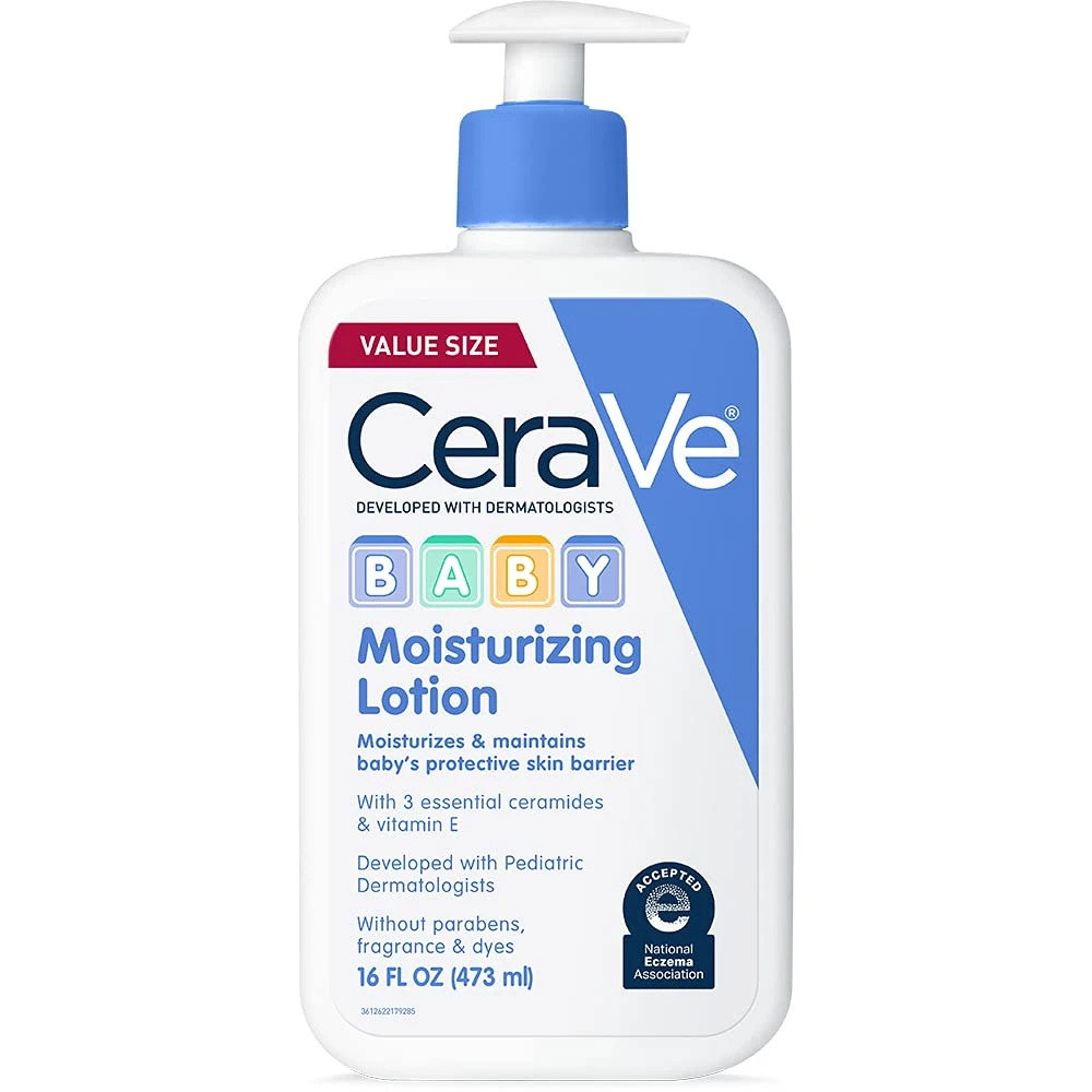 CeraVe Baby Moisturizing Lotion 16oz/473ml,8oz/237ml – Formulated With 3 Essential Ceramides And Vitamin E, Skin Barrier Support For Infants And Toddlers, Fragrance Free, Dye Free, Eczema Association Accepted, Daily Hydration For Sensitive Skin - Multicolor - View 1