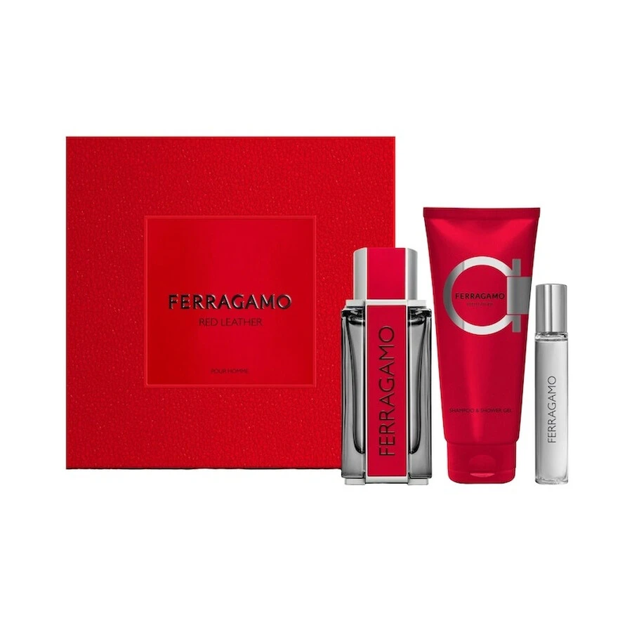 Salvatore Ferragamo 红色皮革男士三件套 (EDP 100ml + EDP 10ml + 洗发沐浴露 100ml) 3.3oz/100ml+0.33oz/10ml+3.3oz/100ml - 多樣化香型 - 查看 1