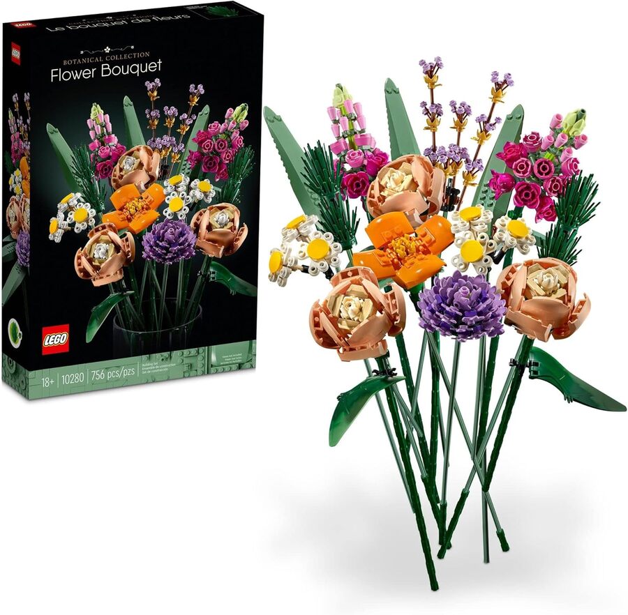 LEGO Bó hoa Icons 10280 – Hoa nhân tạo lắp ráp, Trang trí nhà cửa sáng tạo, Quà tặng độc đáo cho người lớn từ 18 tuổi trở lên, Quà tặng mùa cưới/âm nhạc - Nhiều màu - Xem 1