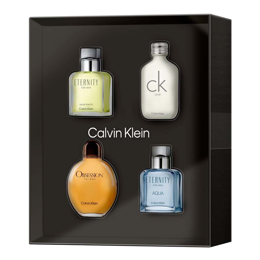 Calvin Klein 假日礼盒套装 XM25 男士迷你香水 4 件套（Eternity 0.5 盎司 + CK One 0.5 盎司 + Eternity Aqua 0.5 盎司 + Obsession 0.5 盎司）迷你套装 0.5 盎司/15 毫升*4 - 多樣化香型 - 查看 1