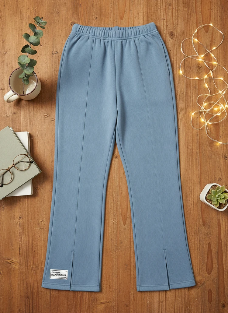 Letter Patched Split Hem Sweatpants