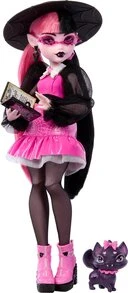 Mattel Monster High 德古拉烏拉娃娃 – 標誌性吸血鬼時尚娃娃，配有招牌粉色與黑色服裝及配件，陰森時尚想像力遊戲，適合6歲以上兒童的禮物，Monster High 粉絲生日禮物，適合娃娃愛好者 - 彩色 - 查看 6