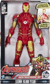 Mattel 漫威泰坦英雄科技钢铁侠Mark 43可动人偶 – 12英寸电子钢铁侠人偶，带音效和爆能装备，史诗级超级英雄动作游戏，适合4岁以上儿童，漫威复仇者联盟粉丝生日礼物 - 彩色 - 查看 2