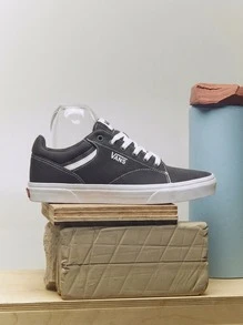 Vans 经典男士休闲鞋 轻便缓震透气舒适厚底logo亲肤百搭撞色棉质日常健身通勤街头旅行上学黑色 VA4TZE187 - 黑白 - 查看 1