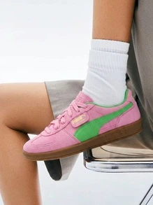 Puma Giày thể thao Palermo Giày thể thao thường ngày Giày thể thao đường phố Thoải mái Sang trọng Màu đậm Khối chữ T Vừa vặn Buộc dây Giày đi làm hàng ngày Giày mua sắm Nam Nữ Hồng Xanh lá 39785801 - Niềm vui màu hồng - Xem 1